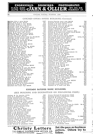 Chicago Opera House Building directory - Click to Enlarge. Photo of Chicago Opera House Building directory