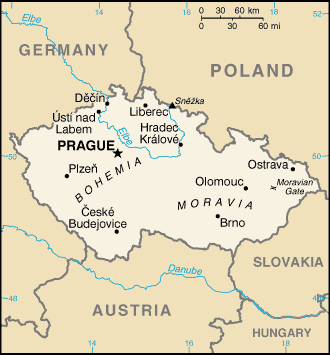Map of Czech Republic.