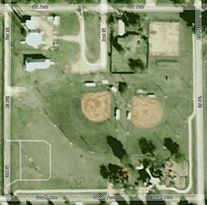 Satellite image, Little Bohemian Hall. - Click to Enlarge. Photo of Satellite image, Little Bohemian Hall.