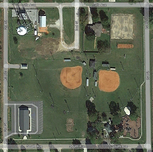 Satellite image, Little Bohemian Hall. - Click to Enlarge. Photo of Satellite image, Little Bohemian Hall.