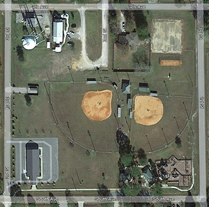 Satellite image, Little Bohemian Hall. - Click to Enlarge. Photo of Satellite image, Little Bohemian Hall.