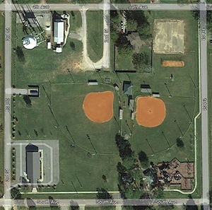 Satellite image, Little Bohemian Hall. - Click to Enlarge. Photo of Satellite image, Little Bohemian Hall.