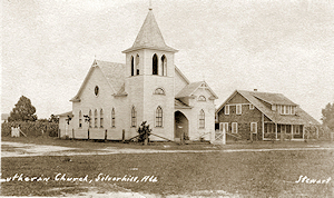 Lutheran Church and Parsonage about 1924, looking NE.
