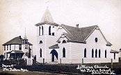 Lutheran Church and School with bell tower about 1920. - Click to Enlarge. Photo of Lutheran Church and Silverhill School House.