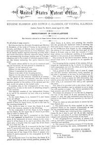 1869 Patent for Improvement in Corn Planters. - Click to Enlarge. Photo of 1869 Patent for Improvement in Corn Planters.