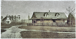 Colorized postcard of Peoples Supply Company about 1907. Covenant Church on the left.