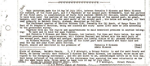 Deed abstract dated July 16, 1914. - Click to Enlarge. Photo of Deed abstract dated July 16, 1914.